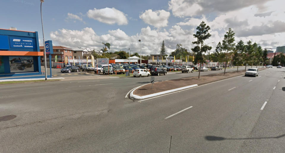 The teenagers were approached on Logan Road (pictured), near the intersection with Bardsley Road in Greenslopes
