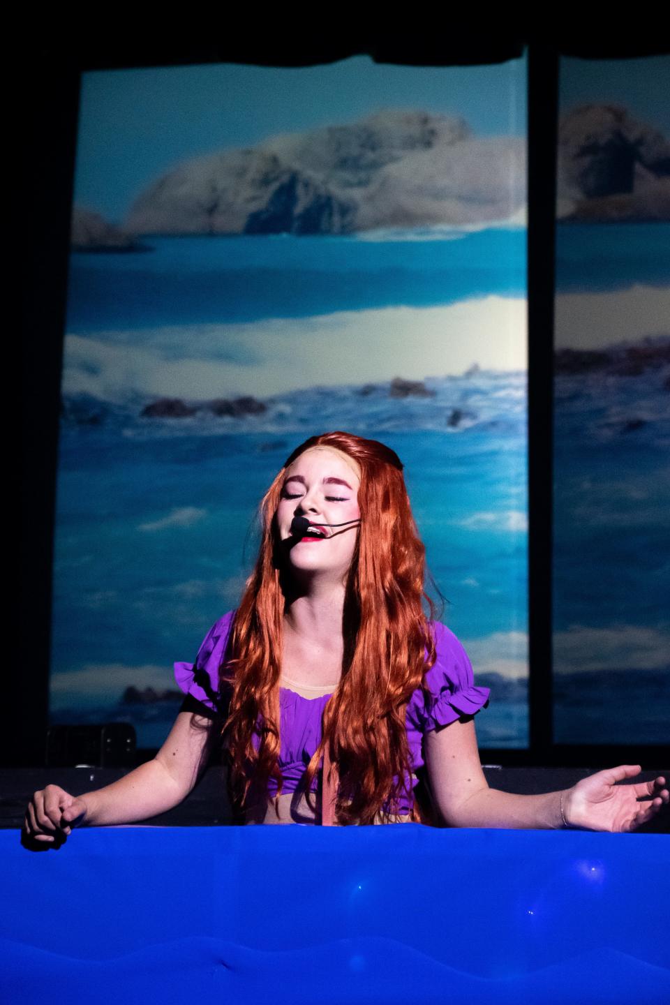 Laney Gebhart portrays Ariel in "The Little Mermaid Jr." The show opens Friday at the Cambridge Performing Arts Center.