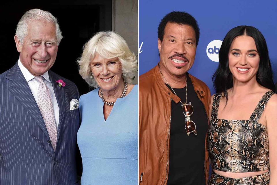 Chris Jackson/Getty Images; ABC via Getty Images King Charles and Queen Camilla; Lionel Richie and Katy Perry