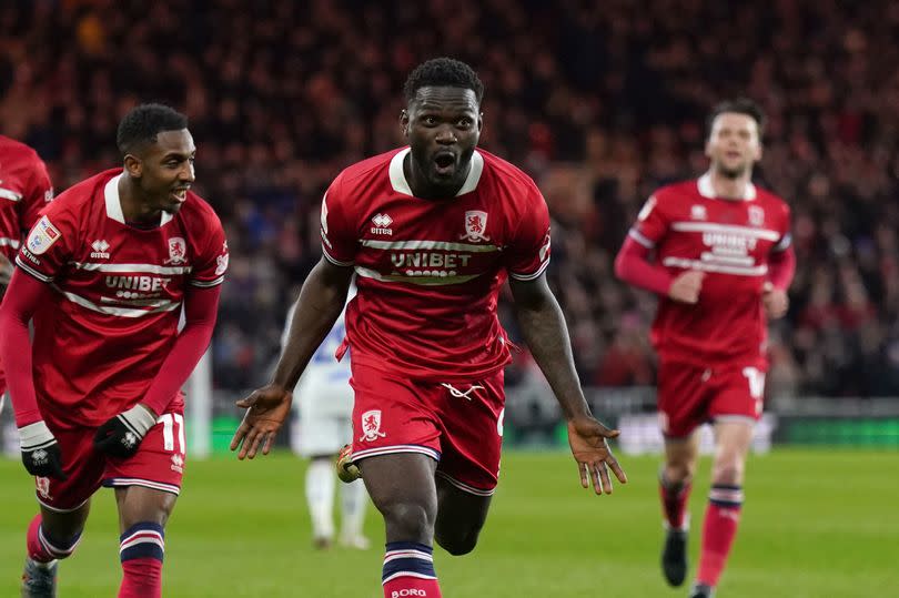 Middlesbrough's Emmanuel Latte Lath celebrates scoring