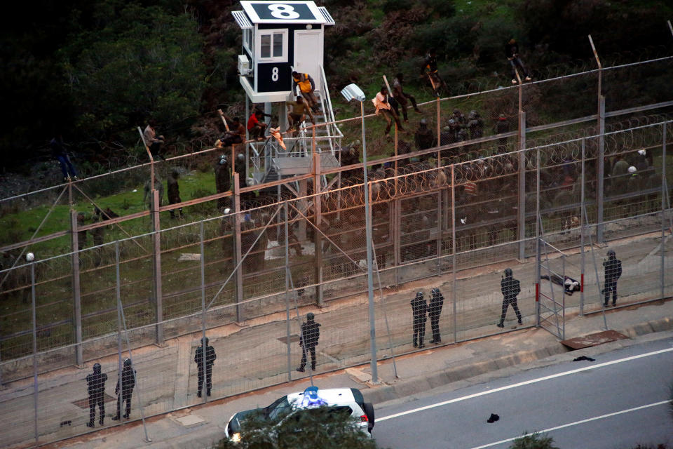 Migrants at the border in Spain’s North African enclave of Ceuta