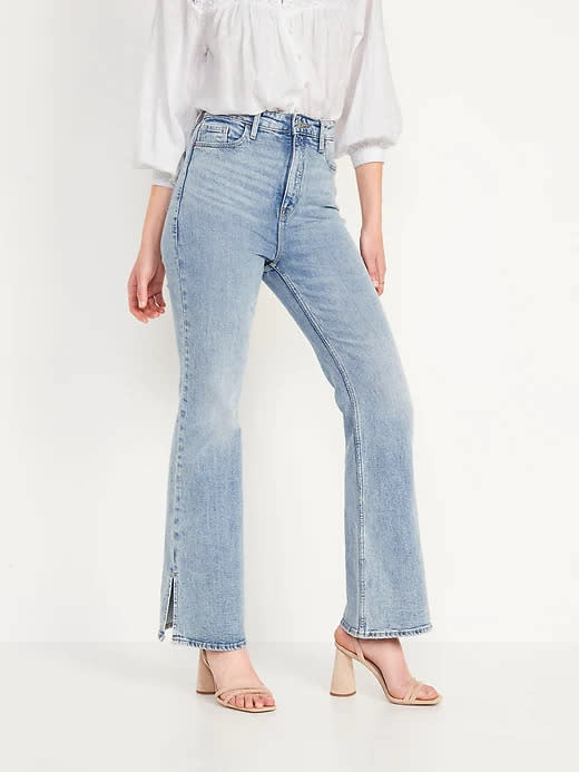 Higher High-Waisted Side-Slit Flare Jeans. Image via Old Navy.