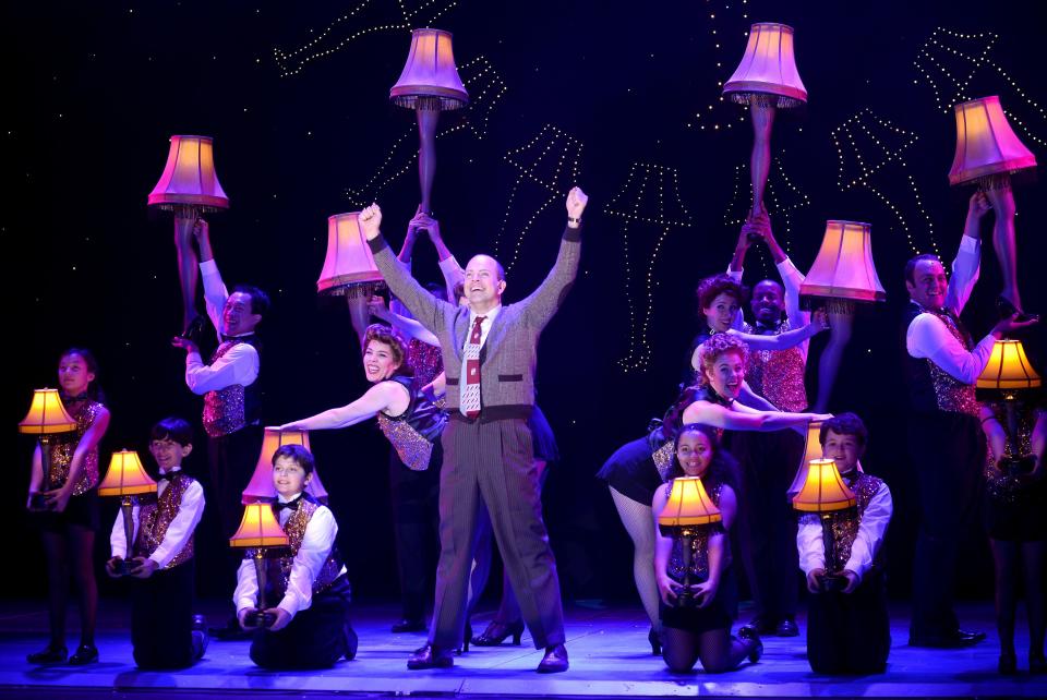 Christopher Swan as The Old Man and the cast of "A Christmas Story, The Musical."