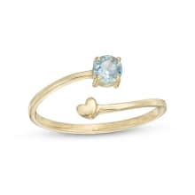 Product image of Aquamarine and Polished Heart Open Wrap Ring