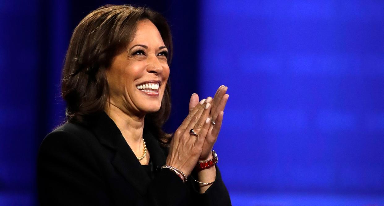 Sen. Kamala Harris (D-Calif.) at the Power of Our Pride Town Hall on Thursday in Los Angeles.&nbsp; (Photo: Marcio Jose Sanchez/ASSOCIATED PRESS)