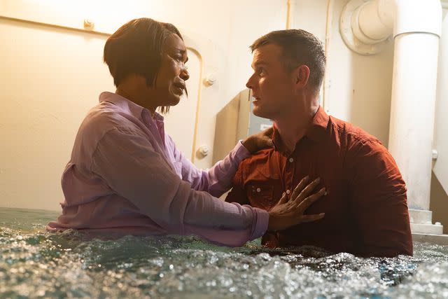 <p>Chris Willard/Disney</p> Angela Bassett and Peter Krause on '9-1-1' season 7.