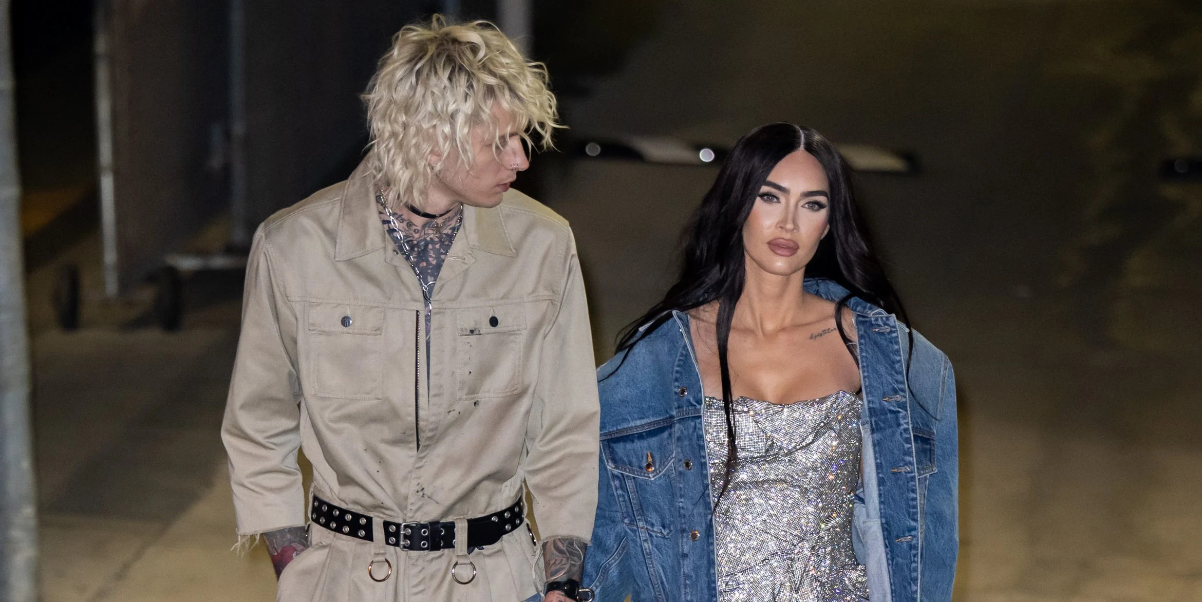 los angeles, ca december 07 machine gun kelly and megan fox are seen at jimmy kimmel live on december 07, 2022 in los angeles, california pH๏τo by rbbauer griffingc images