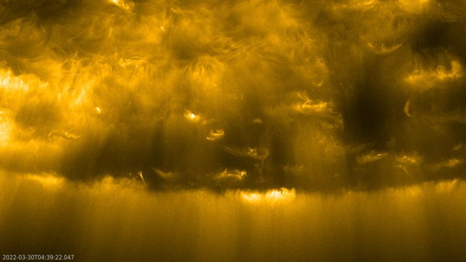 <div class="inline-image__caption"><p>A view of the sun’s solar south pole. </p></div> <div class="inline-image__credit">ESA</div>