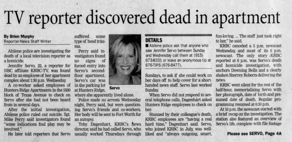 Original Reporter-News coverage of the Servo murder.