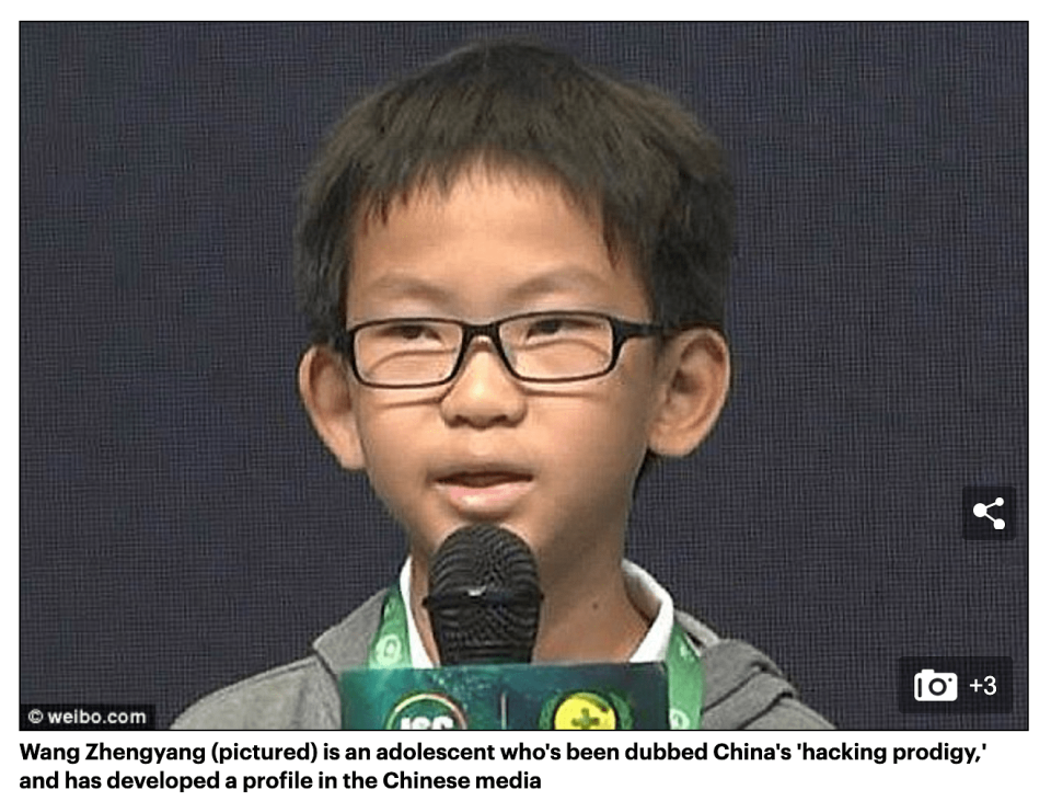 <div class="paragraphs"><p>Wang Zhengyang, a 13-year-old who's been dubbed China's 'hacking prodigy'</p></div>