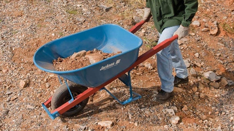 This wheelbarrow will help you move dirt, debris, and more.