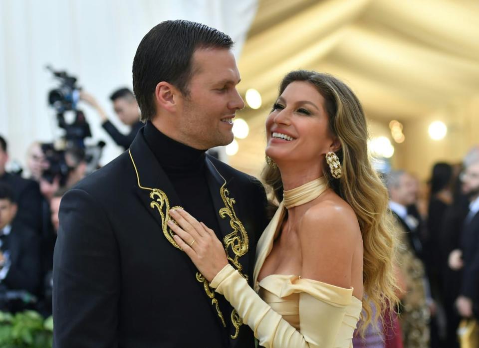 <div class="inline-image__caption"><p>Tom Brady and his ex Gisele Bundchen arrive for the 2018 Met Gala on May 7, 2018.</p></div> <div class="inline-image__credit">Angela Weiss/AFP via Getty</div>