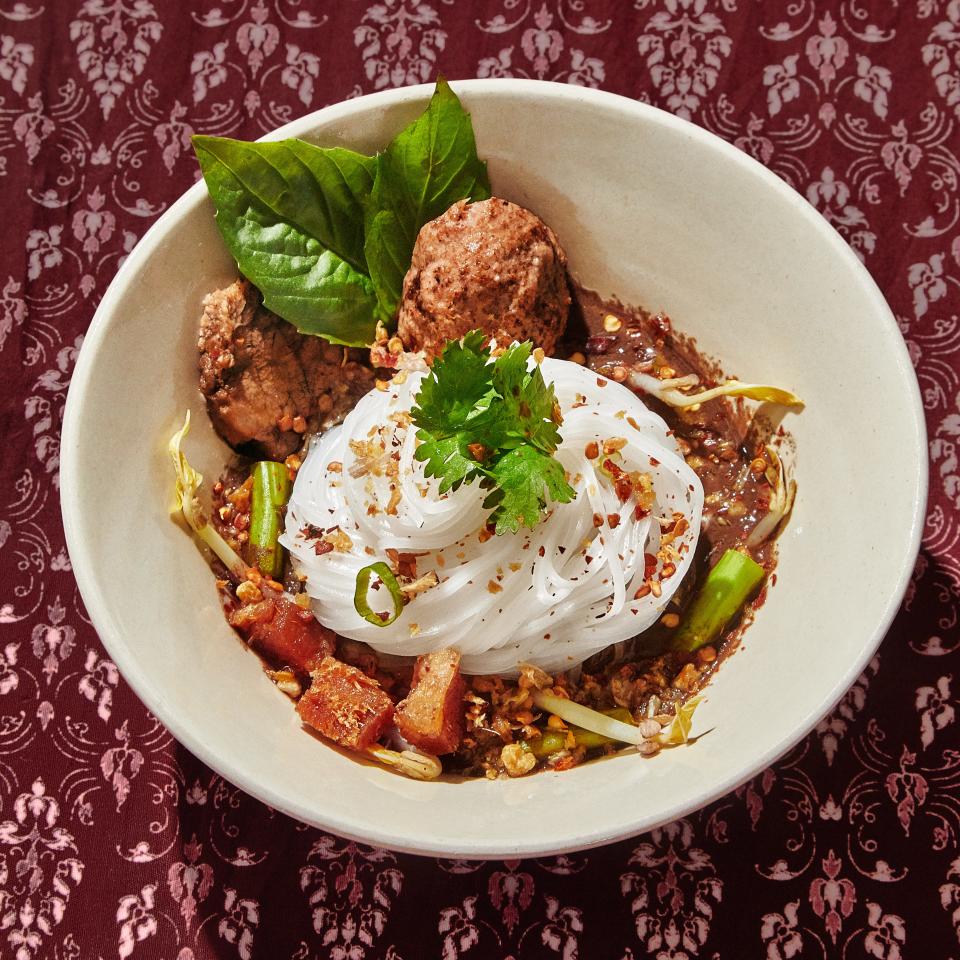 Sirisavath's famous boat noodles with pork blood broth