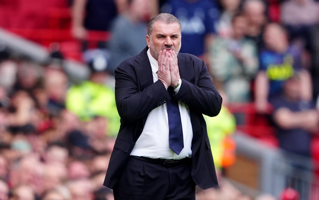 Tottenham Hotspur manager Ange Postecoglou during the Premier League match at Anfield