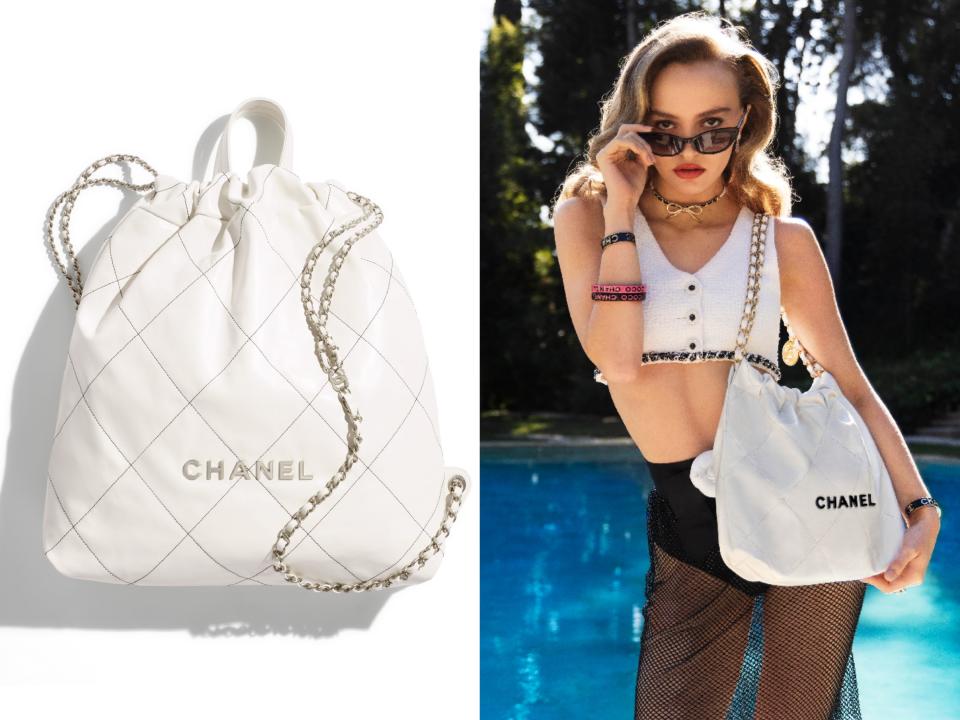 2022十大熱搜精品包3：CHANEL 白色亮面皮革22包，NT$174,500！圖片來源/CHANEL