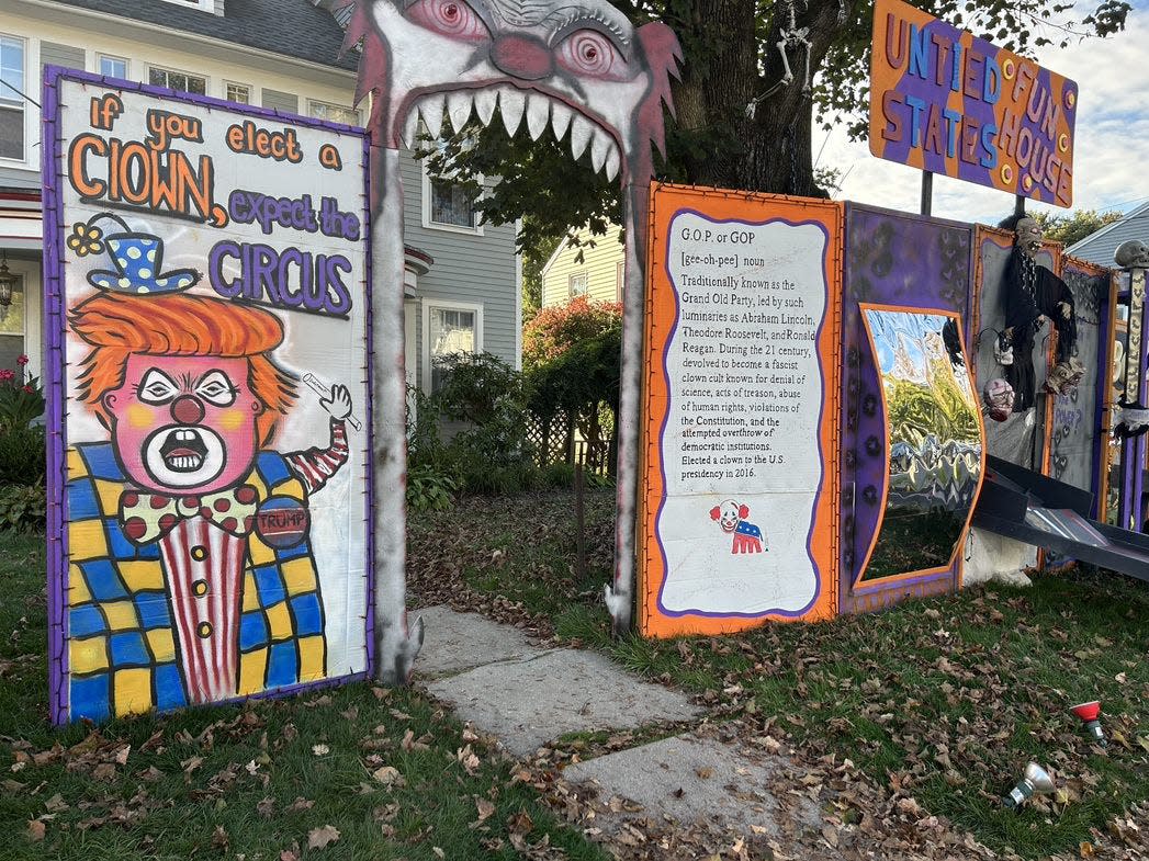 "Untied States Fun House" Halloween display in West Hartford, Connecticut.