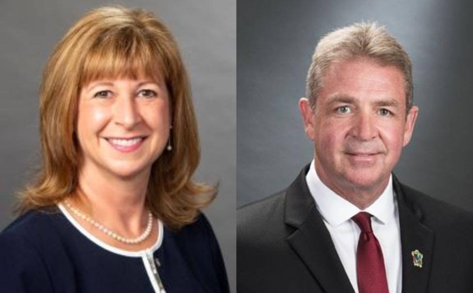 Marcie Tinsley and Carl Woods, city council member-elects in Palm Beach Gardens who won their seats because no candidates filed to oppose them in the March 2022 election.