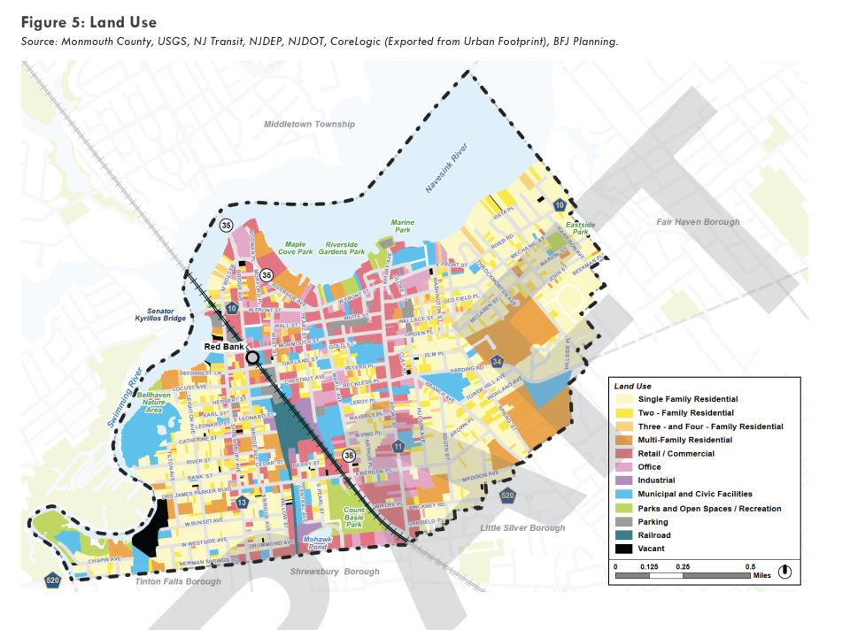 A land use map from Red Bank's draft master plan