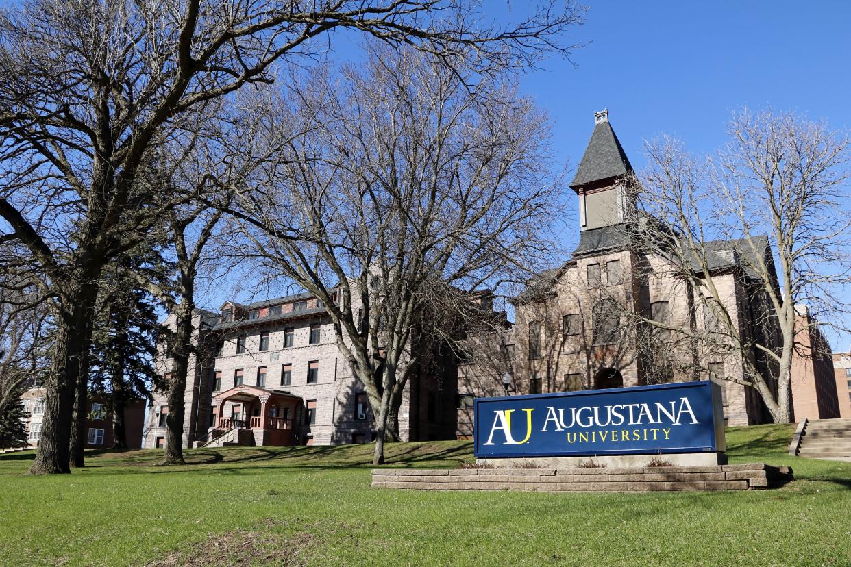 Campus entrance sign for Augustana University in Sioux Falls, South Dakota