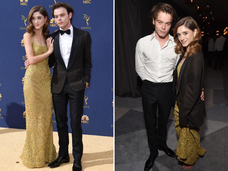 Natalia Dyer and Charlie Heaton at the Emmys in California on September 17, 2018.