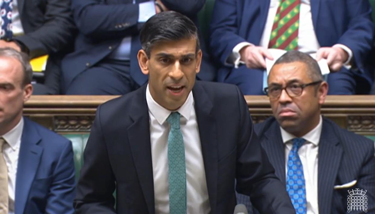 Prime Minister Rishi Sunak makes a statement to MPs in the House of Commons, London, where he announced plans to tackle the asylum backlog and Channel crossings. Picture date: Tuesday December 13, 2022. (Photo by House of Commons/PA Images via Getty Images)