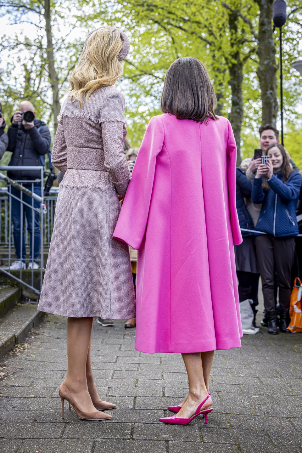 Queen Maxima of The Netherlands on Wednesday wearing nude Gianvitto Rossi pumps. 