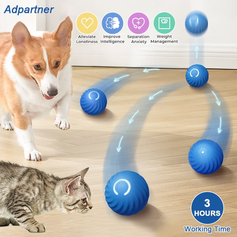 Interactive Dog Cat Toy 2 Modes Smart Ball, Easy to Use, Automatic Rolling Ball. (Photo: Shopee SG)