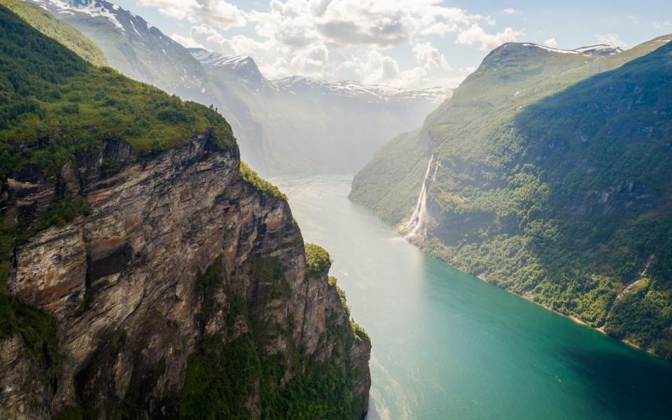 Aerial shot of Geirangerfjord - Morten Falch Sortland/Moment RF