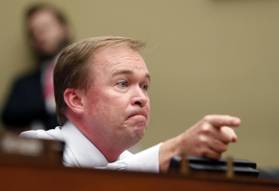 FILE - In this Sept. 21, 2016 file photo, Rep. Mick Mulvaney, R-S.C. speaks on Capitol Hill in Washington. Mulvaney, President-elect Donald Trump’s choice to run the White House budget office, failed to pay more than $15,000 in payroll taxes for a household worker more than a decade ago, prompting the Senate’s top Democrat to issue a statement saying the lapse should disqualify his nomination. (AP Photo/Alex Brandon, File)