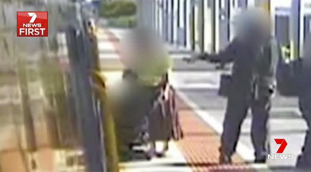 An elderly man slips between the train and platform while hopping off. Source: 7 News