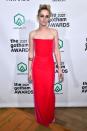 <p>The Spencer star looked like a punk princess in her strapless, neon and velvet August Getty Atelier gown. Showing off her arm tattoos, the blonde wore her hair in a messy bun and tried a bold, black eyeliner for the evening. </p>