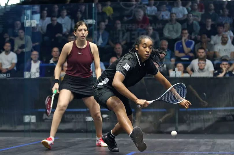 Yathreb Adel and Saran Nghiem at the Manchester Squash Open