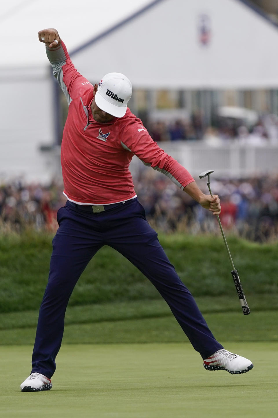 Gary Woodland celebrates after winning the U.S. Open Championship golf tournament Sunday, June 16, 2019, in Pebble Beach, Calif. (AP Photo/David J. Phillip)