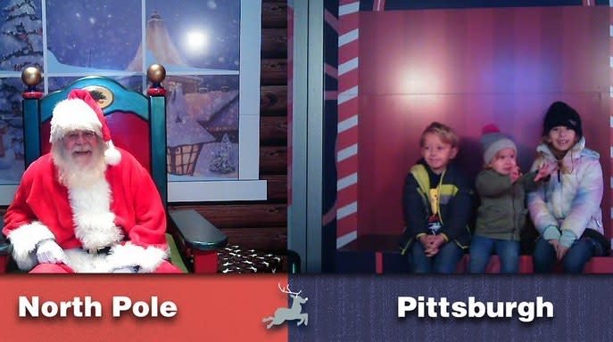 Cristina Wecker's daughter, Ryleigh, 8, on a COVID-19-safe Zoom with Santa with her siblings. (Photo: Cristina Wecker)