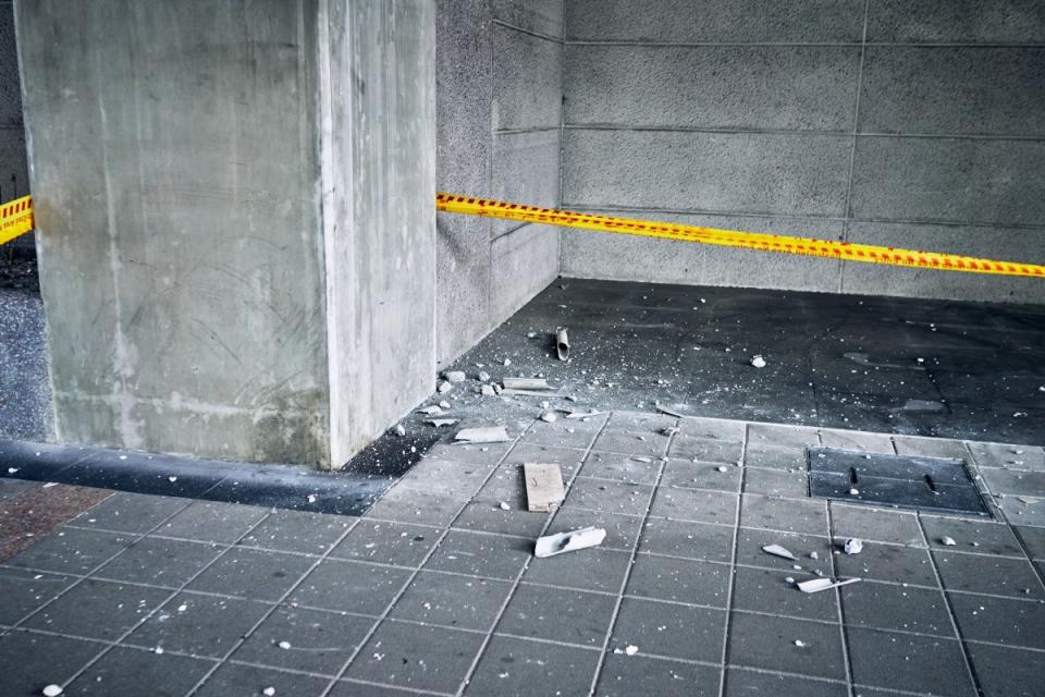 Debris at the Zhongyuan Taipei Metro station following an earthquake in Taipei, Taiwan.<span class="copyright">An Rong Xu—Bloomberg/Getty Images</span>