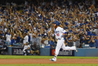 <p>Los Angeles Dodgers third baseman Justin Turner rounds the bases after hitting a two-run home run against the Houston Astros in the sixth inning in game one of the 2017 World Series at Dodger Stadium. Mandatory Credit: Jayne Kamin-Oncea-USA TODAY Sports </p>