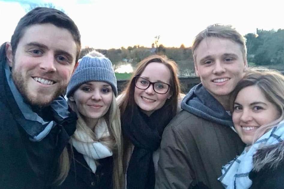 PC Andrew Harper with his wife Lissie, sister-in-law Kate, brother-in-law Jake and Jake's partner Tess (PA)