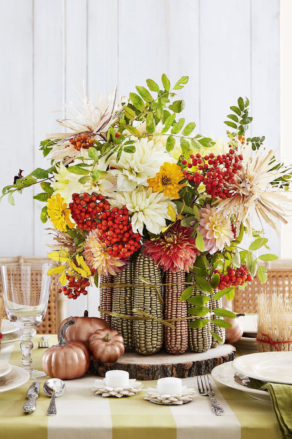 Metallic Maize Thanksgiving Centerpiece