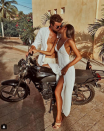 <p>The photogenic couple pose on a motorcycle in Mexico's state of Oaxaca dressed in all white.</p>