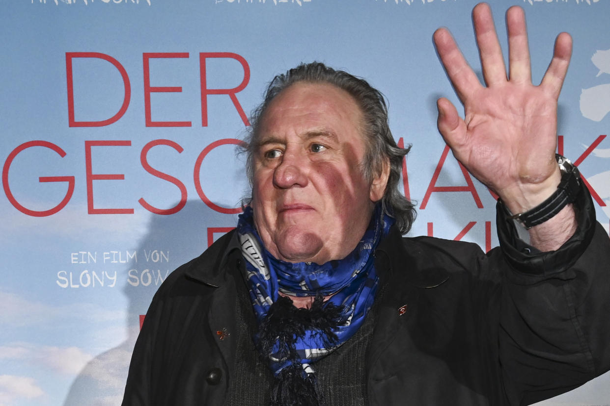 12 January 2023, Berlin: French actor and leading man Gerard Depardieu comes to the premiere of the film 