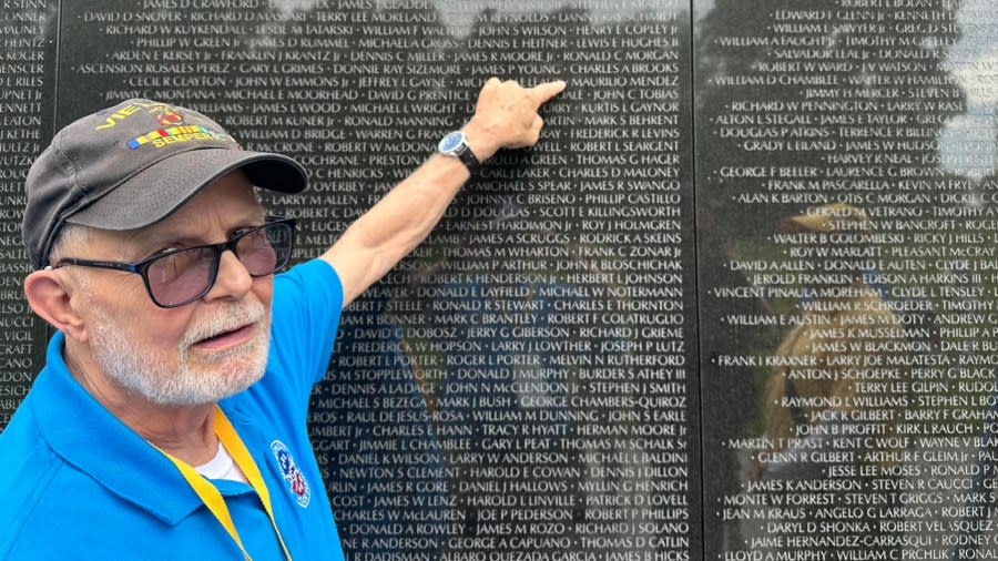 Veteran James Vandyke at the Vietnam Veterans Memorial in Washington, D.C. on May 8. 2024.