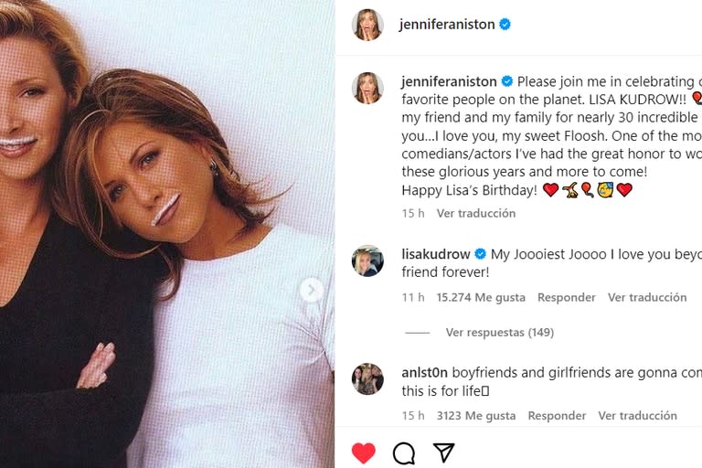 La emotiva felicitación de Jennifer Aniston a Lisa Kudrow
