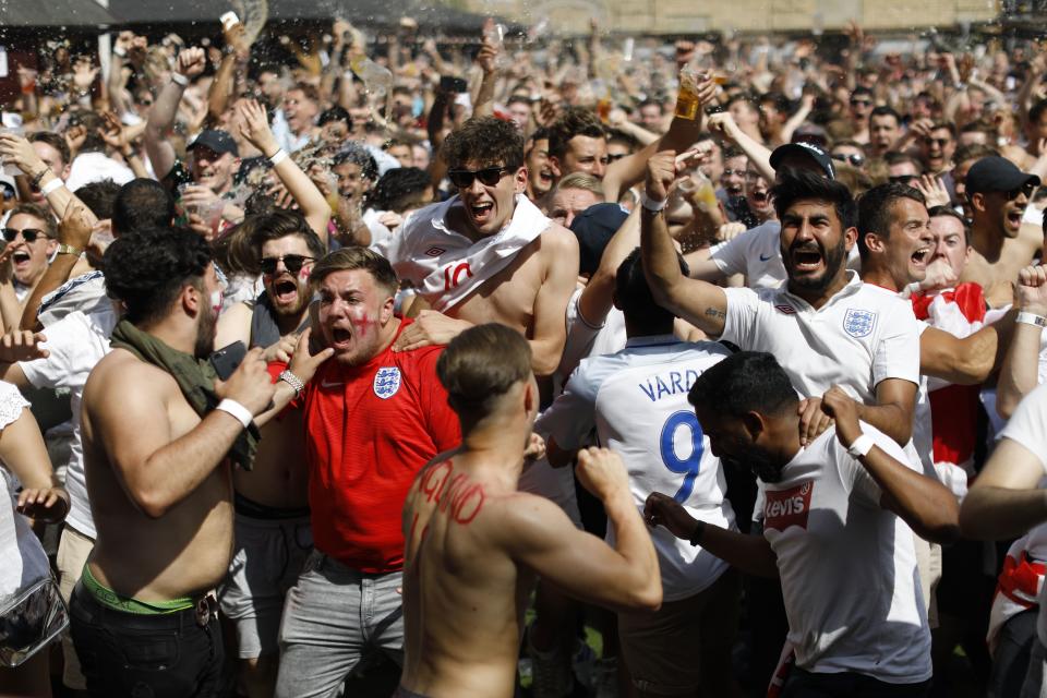 England fans celebrate.