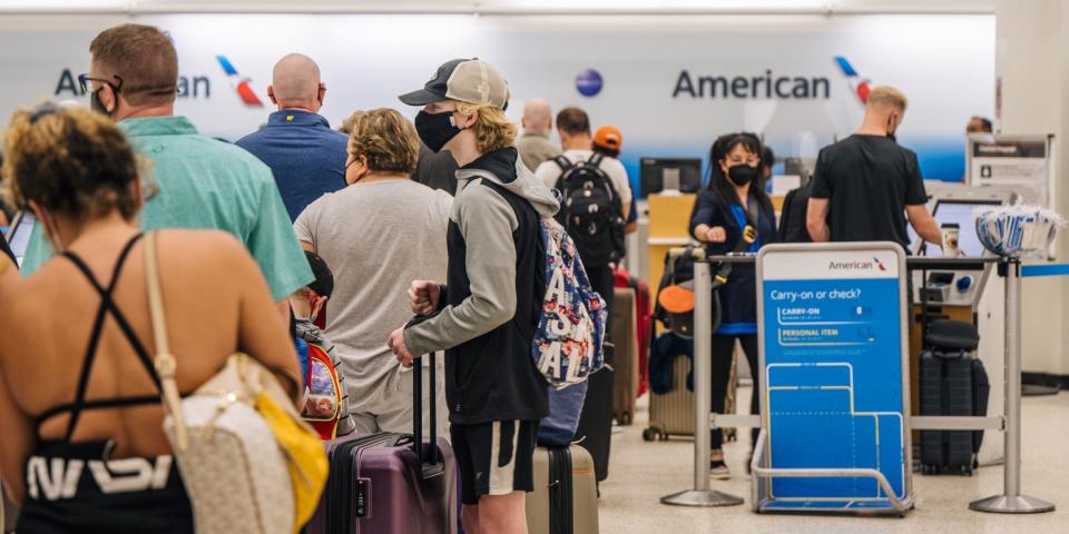 American Airlines airport check-in line