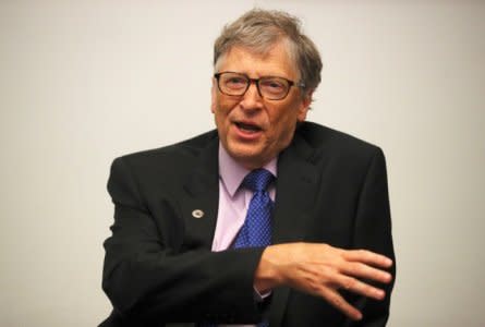 FILE PHOTO: Bill Gates speaks during an interview with Reuters in London, Britain, April 18, 2018. REUTERS/Hannah McKay