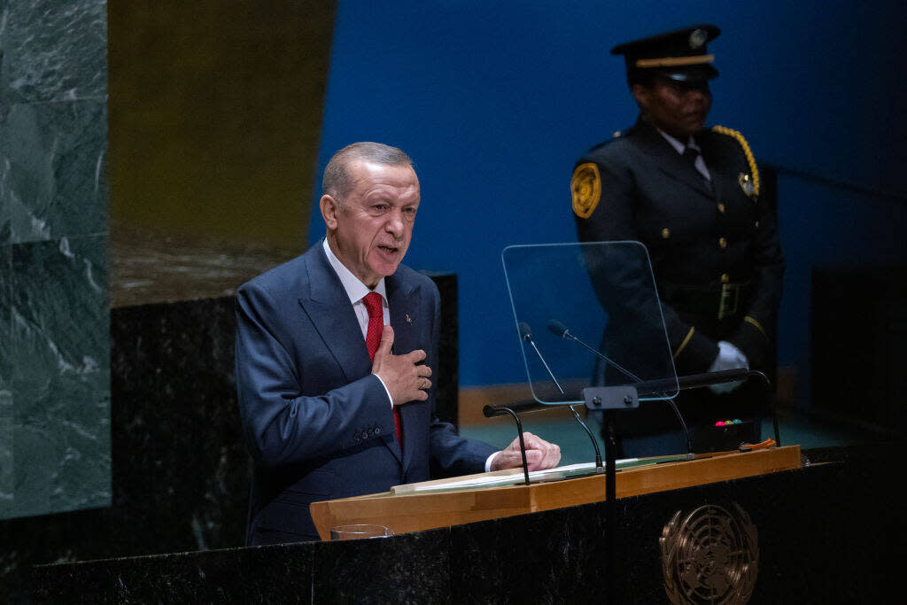 Recep Tayyip Erdogan, ici s’exprimant lors de l’Assemblée générale des Nations Unies à New York, aux États-Unis, le 19 septembre 2023.