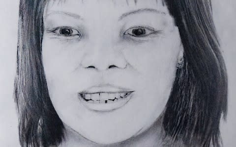 A sketch of what the woman is believed to look like - Credit: Lorne Campbell/Guzelian