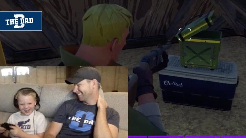 Joel Willis, of The Dad and The Dad Gaming League, plays Fortnite with his 9-year old son.