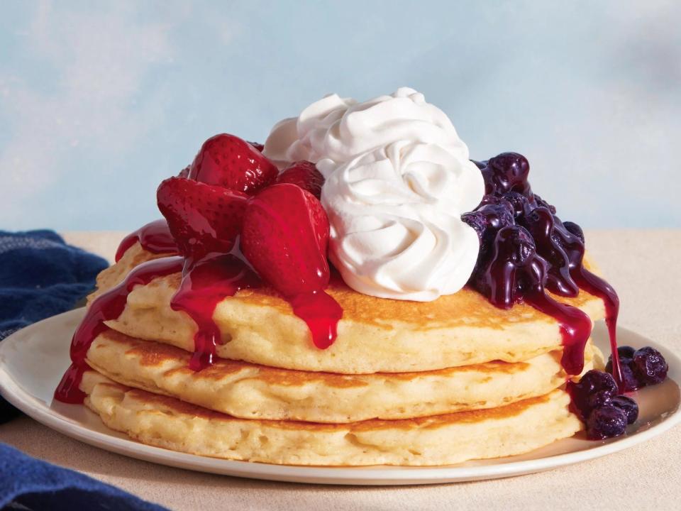 Red, White and Blueberry Pancakes will be free from 7 a.m. to 7 p.m. on Veterans Day, Saturday, Nov. 11 at IHOP restaurants nationwide.