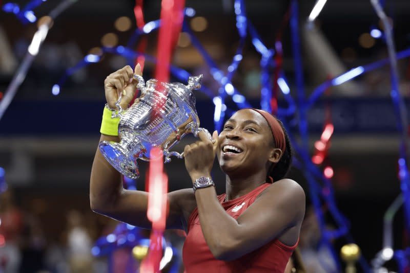 Coco Gauff (pictured), the 2023 U.S. Open champion, will meet Iga Swiatek of Poland in the 2023 China Open semifinals. File Photo by John Angelillo/UPI